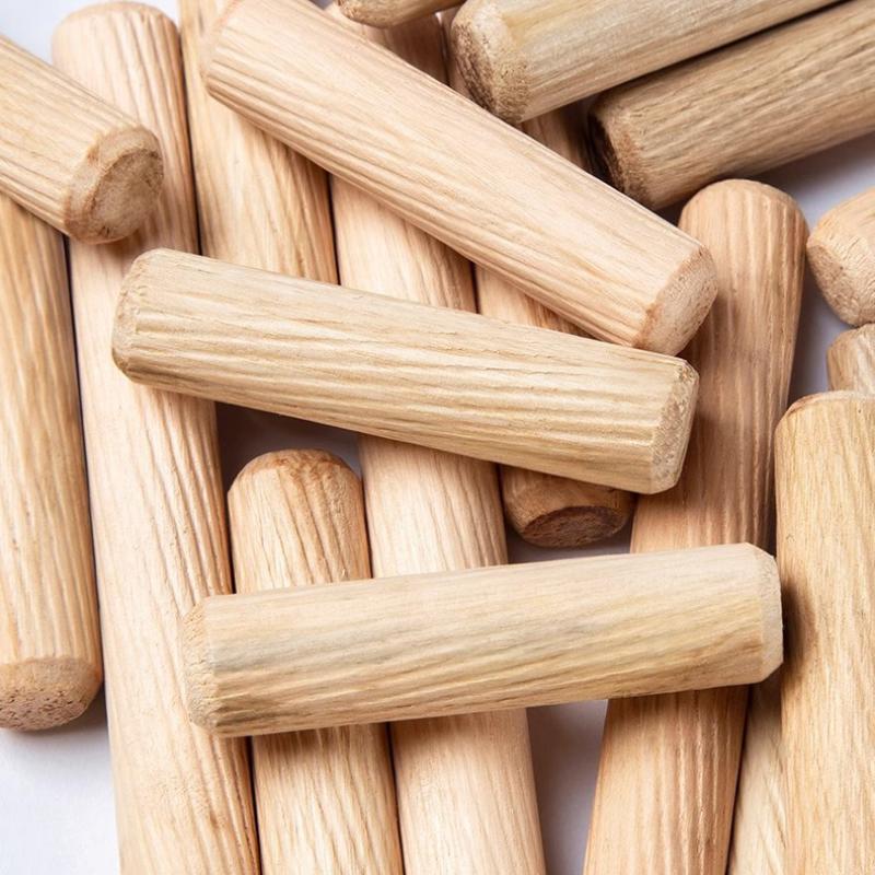 100Pcs Wooden Dowel Cabinet Drawer Round Fluted Wood Craft Dowel Pins Rods Set Furniture Fitting Wooden Dowel Pin