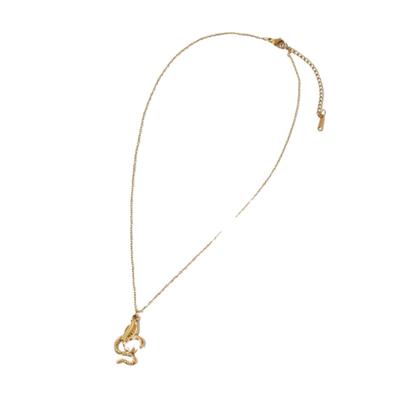 European-American Minimalist Snake Necklace: Versatile Stainless Steel Pendant with Retro Texture