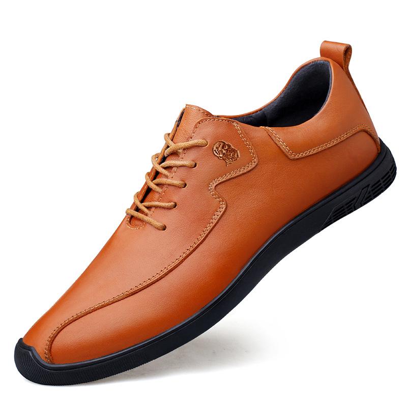 Men s Slip-On Cowhide Loafers: Breathable, Non-Slip, Casual Flats 43