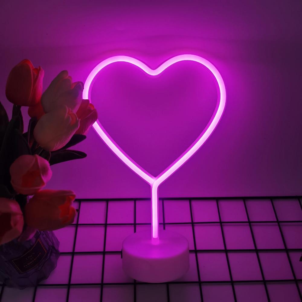 Heart Shaped Neon Light, Battery or USB Powered, Gift Bedroom, Living Room Decoration, Wedding Anniversary Supplies, Proposal