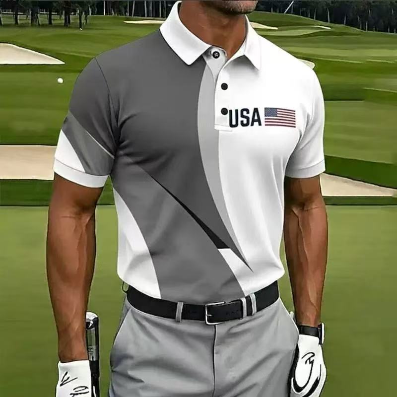 2026 Independent Station Summer Men's Casual Lapel POLO Shirt 3D Digital Printing Men's Outdoor POLO Shirt
