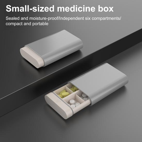 6 přihrádek Obdélníkový box na léky Organizér na pilulky Prachotěsný Kompaktní Přenosný Malý Vzduchotěsný Pouzdro na přenášení pilulek Držák na tablety