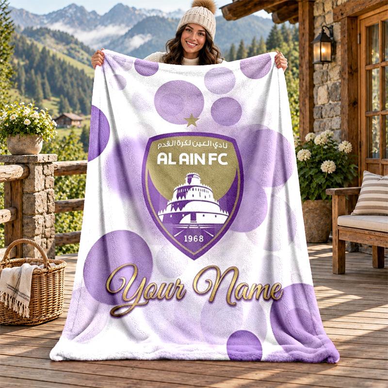 Al Ain FC Custom Name Flannel Blanket Personalized Soft Warm Plush Throw Blanket Customized Gift for Family Friends