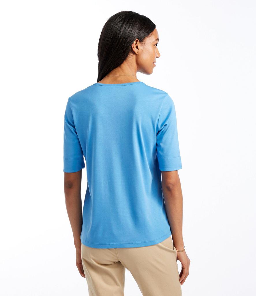 LL Bean Pima Cotton Elbow Scoop US Fit 1000034785 Women's Tee, Sleeves, Neck, Regular, XS, Azalea, Pink,