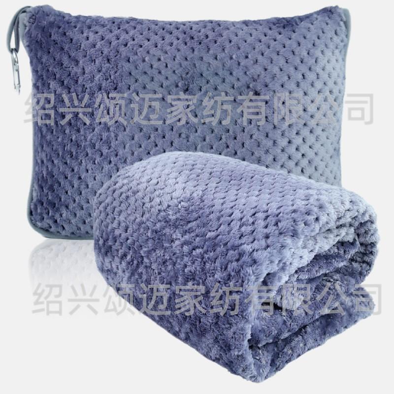 Flannel Travel Blanket Pillow Set Airplane Solid Color 110x150cm 350g All Season Use