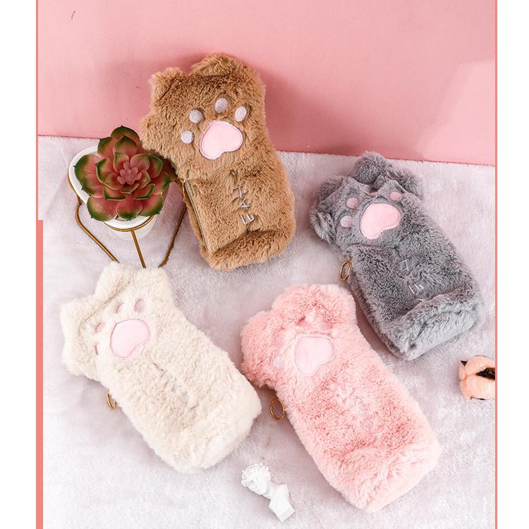 1 Pz Astuccio di Peluche Kawaii con Zampa di Gatto Peloso Carino Stile INS Autunno/Inverno Cancelleria per Studenti Borsa per Penne Forniture Scolastiche per Ragazze Ritorno a Scuola