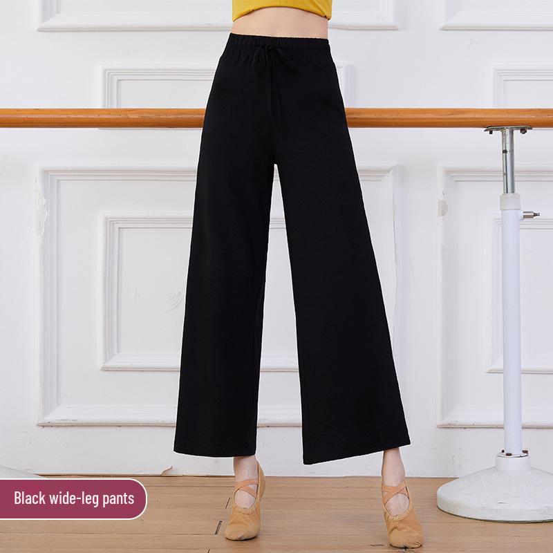 Damen Übergröße Modern Dance Modal Weitbein-Hose für Frühling/Sommer - Locker, Klassischer Chinesischer Stil Übungskleidung
