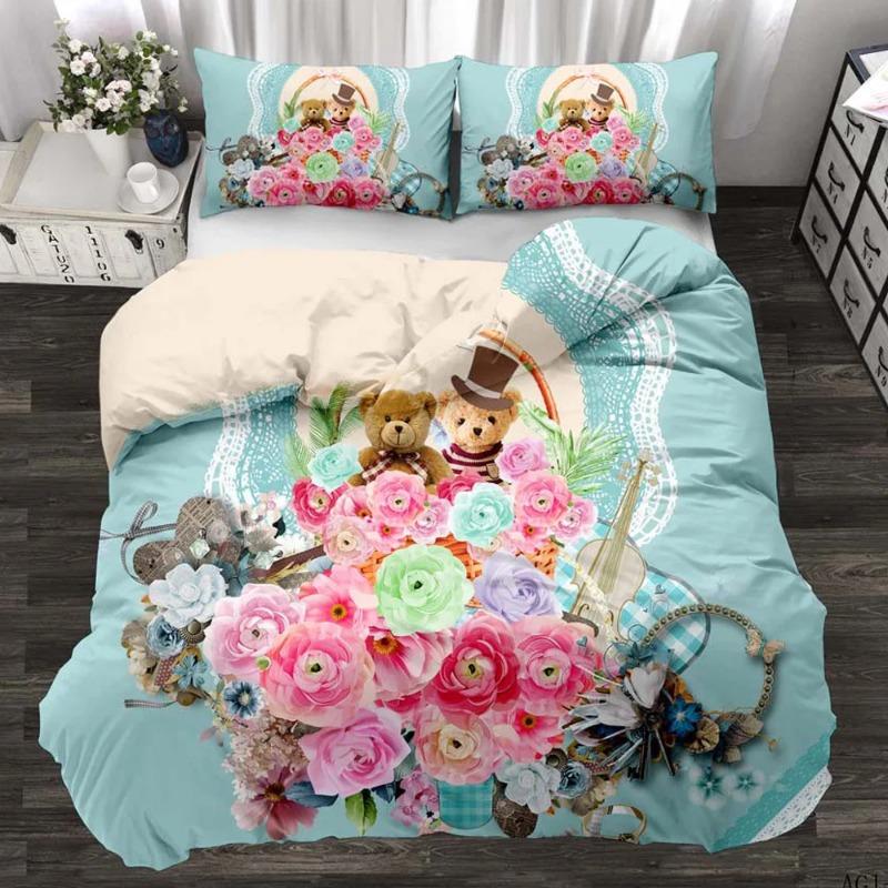 Wedding Pattern Flower Bedding Set Winter Duvet Cover Sets Reactive Printing Rose Comforter Cover Sets Red Adult King Dropship