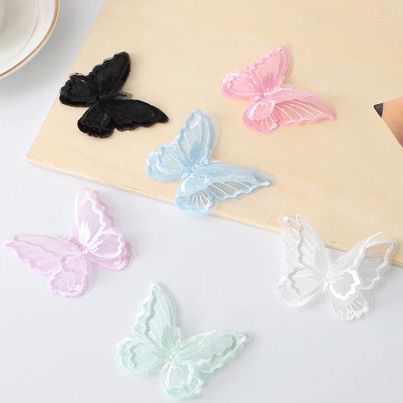 10 Stück Stickerei Spitze Schmetterling Aufnähen Aufbügeln Aufnäher Abzeichen Hochzeit Brautkleid Bestickte Applikation Basteln DIY Nähzubehör