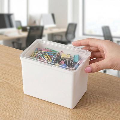 Flip Cover Double-Open Storage Box Waterproof Dust-proof Office Drawer Storage Box with Lid Plastic Small Item Tidy Container