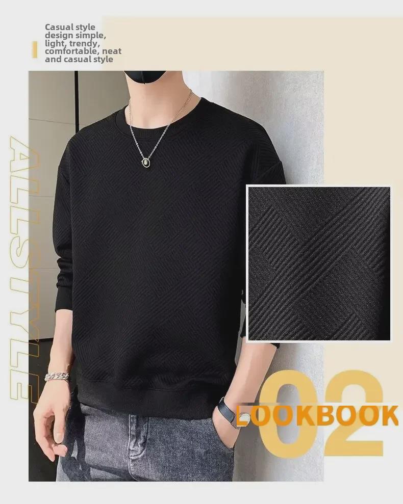 Men's Trendy White Knitted Waffle Sweatshirt - Spring/Fall Jacquard Jacket, Unisex Hong Kong Style.