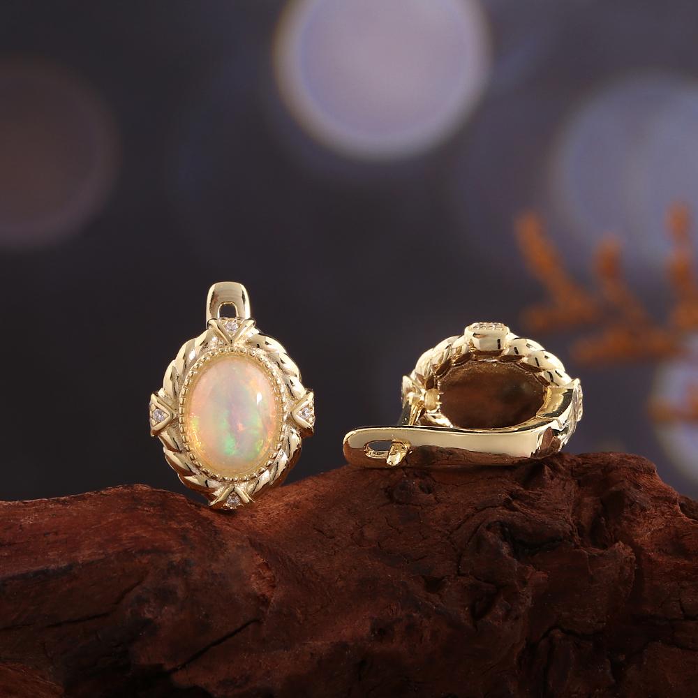 TBJ,Exquisite 925 sterling silver women's clasp earrings colorful Natural Ethiopia Opal fine jewelry for Festival birthday gifts