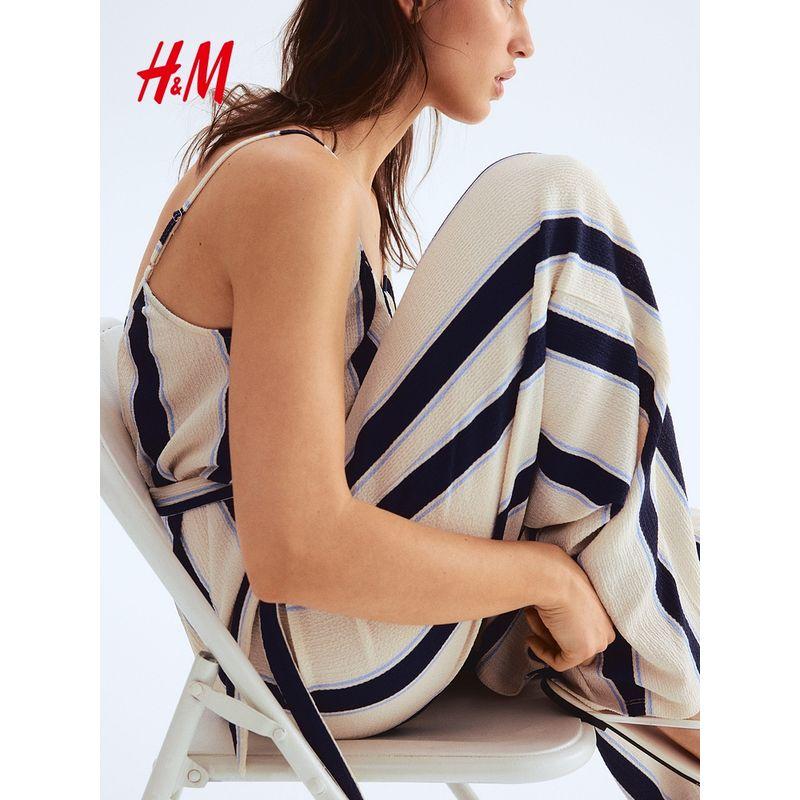 

HM Jumpsuit 2025 Summer New Fashion Women clothes Waist Lace-up Jumpsuit 1283317