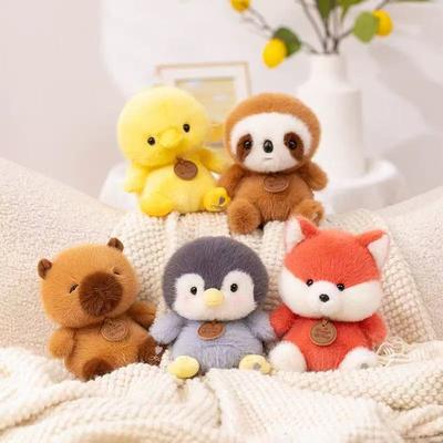 Cute Sitting Animals Panda Fox Sloth Cat Plush Doll Stuffed Capybara Pig Plushie Baby Toy Gifts for Children