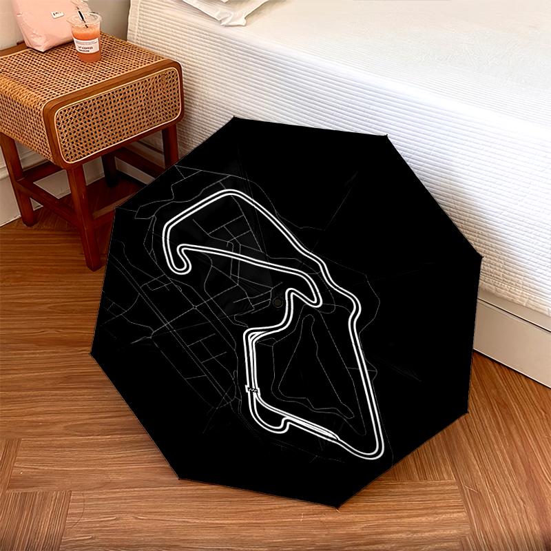 1 PC Automatic Folding Umbrella - F1 Track Map Pattern, Portable & Foldable Design with 8 Ribs, Christmas Birthday Gifts