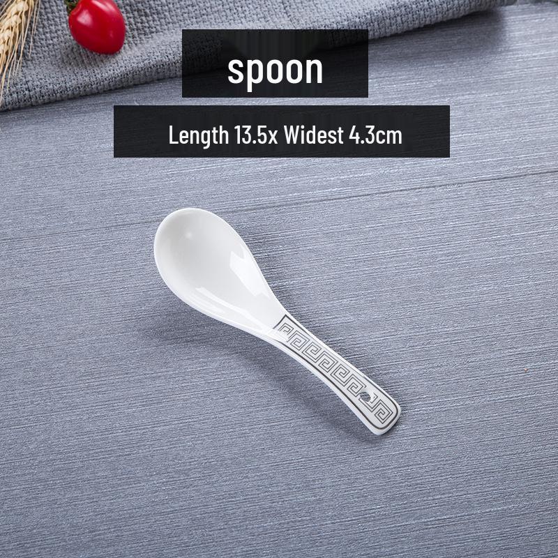 High-Grade Ceramic Tableware Set: Bone Plate, Dish, Bowl, Spoon
