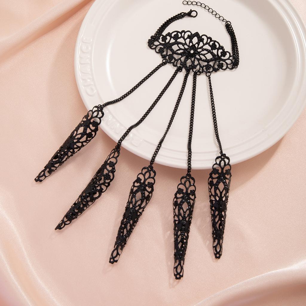 Créatif exagéré Dubai Indien Chaîne de Doigt Poignet Bracelets pour Femmes Punk Anneaux d'Ongles avec Bracelet Y2K Bijoux Steampunk Nouveau