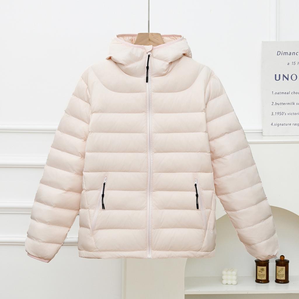 Ribs light down jacket women's short new hooded white duck down warm outdoor casual autumn and winter jacket