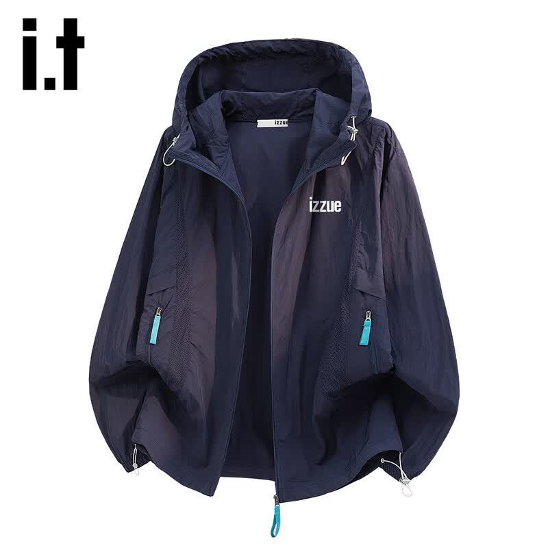 Izzue It Men's UPF50+ Ice Silk Quick-Dry Hooded Sun Protection Jacket