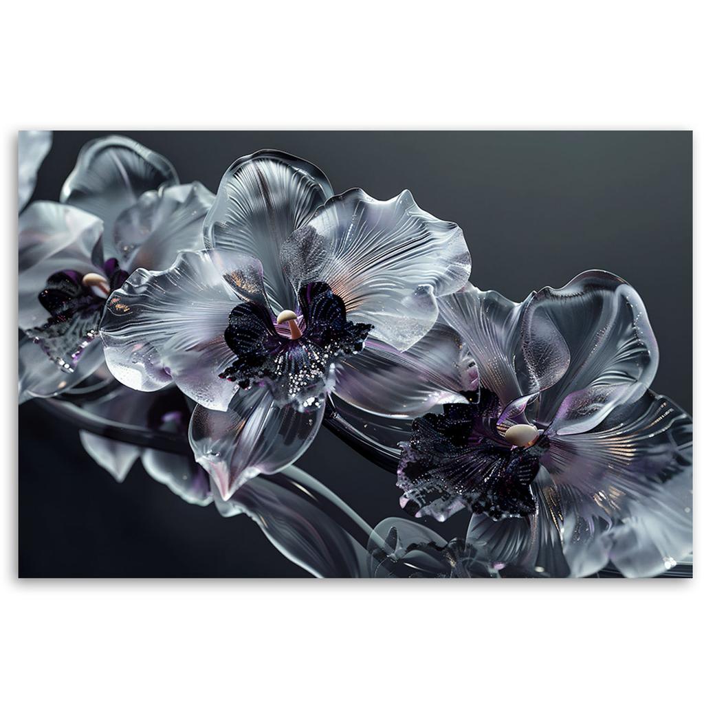 Canvastryck, Blommande glasblommor svartvitt