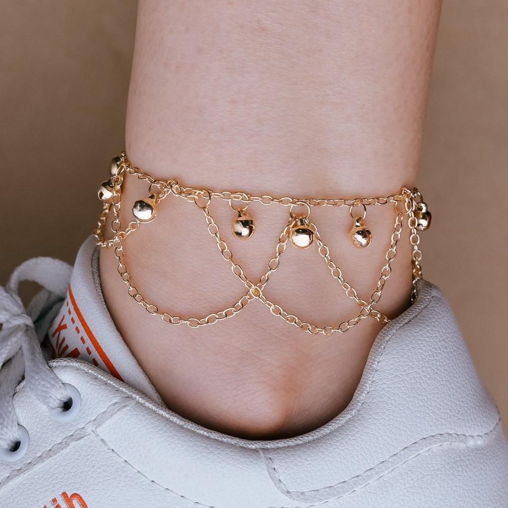 

Bohemian Bell Anklet for Women – Summer Beach Wave Tassel Chain