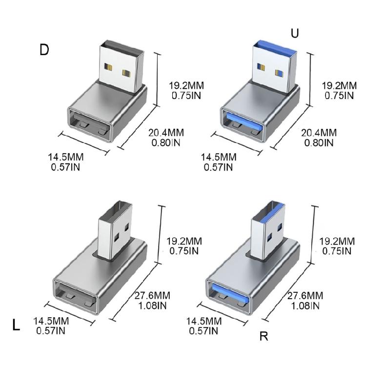 4Pcs 90 Degree USB3.0 Adapter Right Angled USB A Male To Female Converter Extender Connector for PC Laptop Expansion