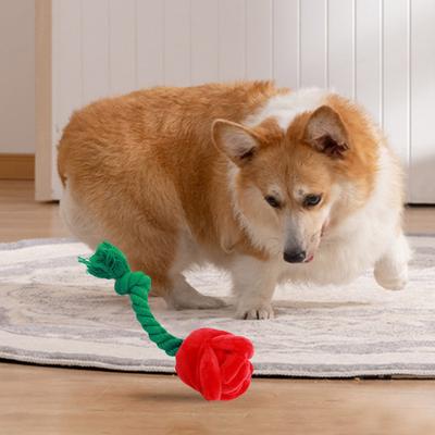 Yousheng Rose Flower Dog Toy Plush Squeaky Interactive Chew Toy Small Medium Dogs Soft Plush Flower Squeaky Puppy Toy