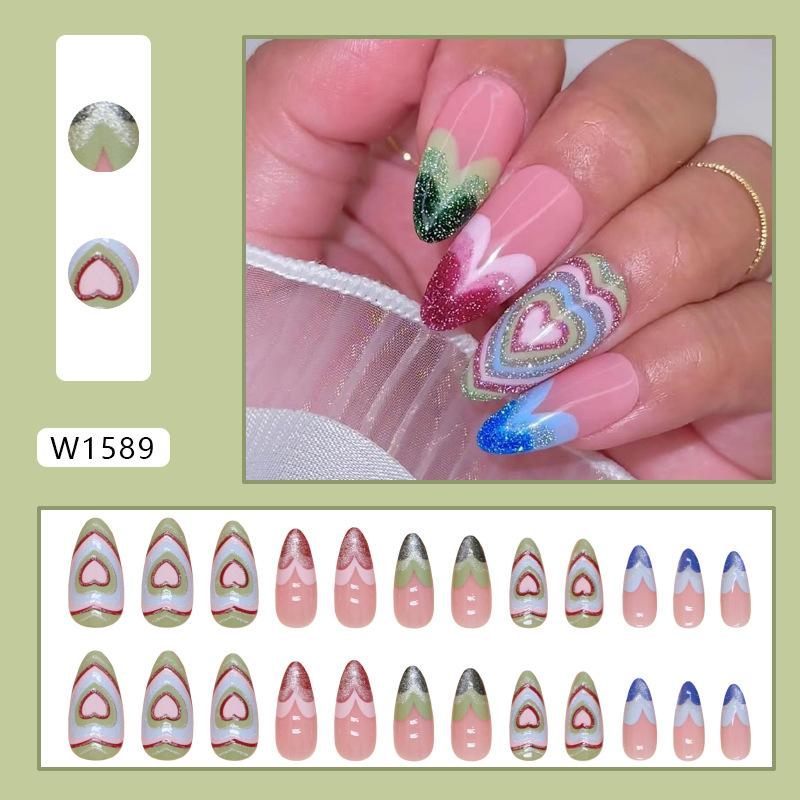 Nail Patch Love Cat s Eye Nail Patch Wearable Nail Removable Small Fresh Fine Flash Nail Patch 24 pieces