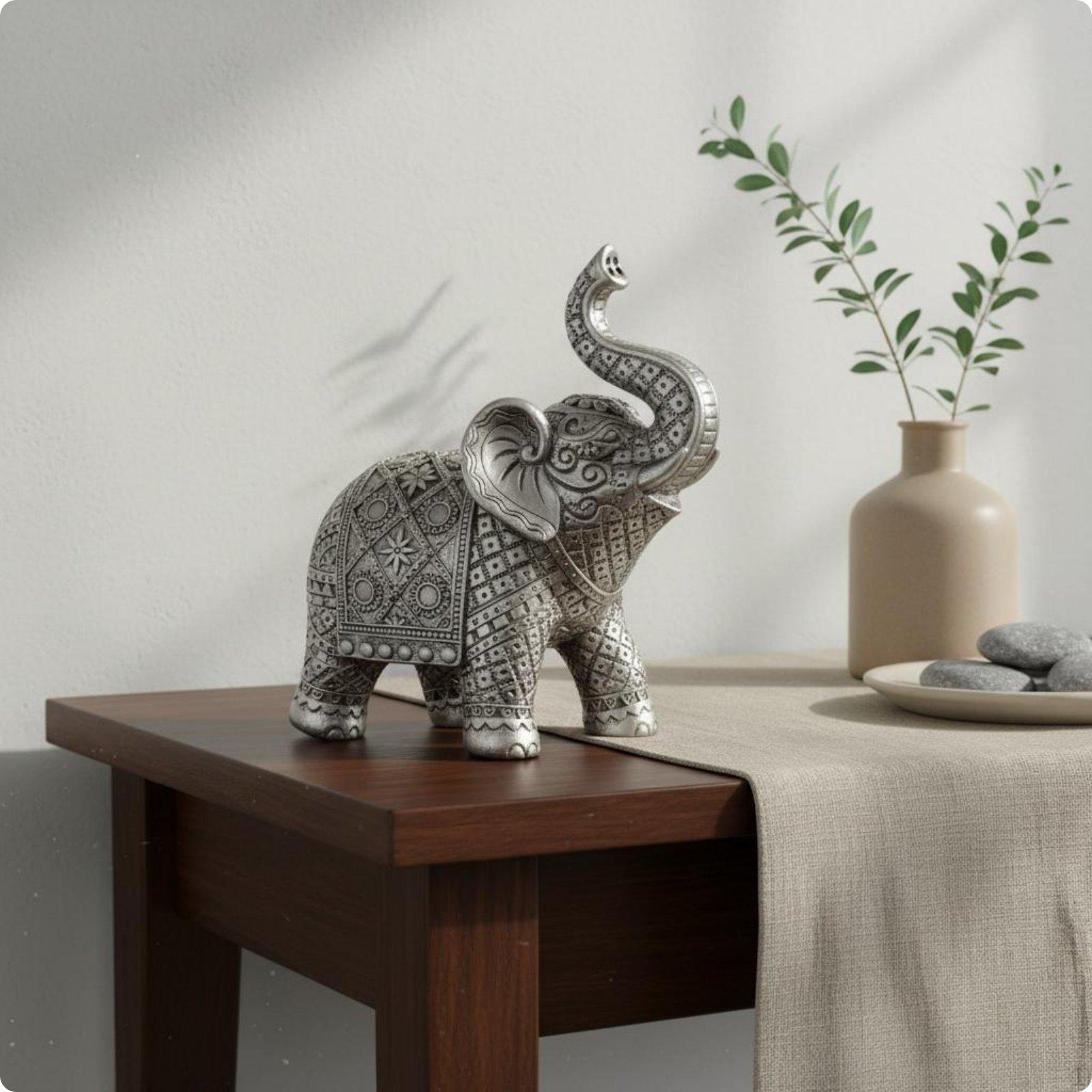 Vintage Elefanten-Ornament Retro-Stil Glücksbringer-Statue Aufwendige Details Hausdekoration Silver Style 01 gray