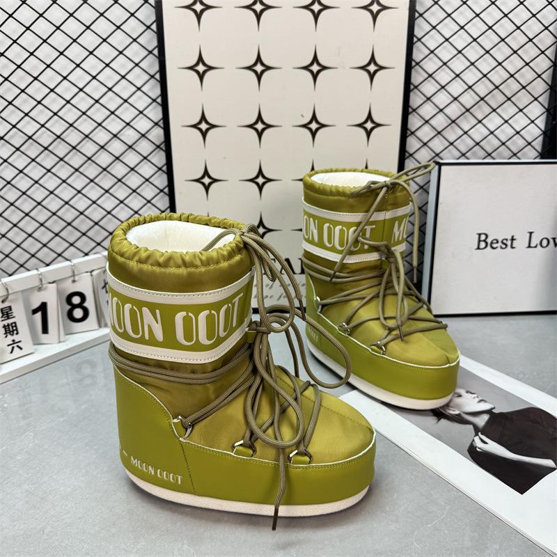 Waterproof version of moon snow boots women's winter new medium and high tube lace-up cotton shoes non-slip warm ski shoes
