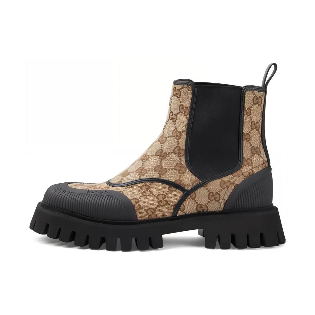 Gucci GG Ankle Boot 'Beige Ebony' (Unisex) Beige / Ebony Chelsea Boots 739777 FABSQ 9751