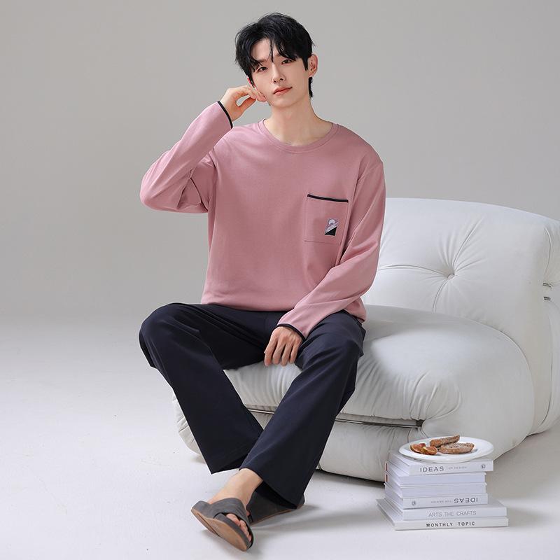 Pajamas men's spring and autumn pure cotton long-sleeved trousers men's teenagers can wear casual large-size loungewear in autumn