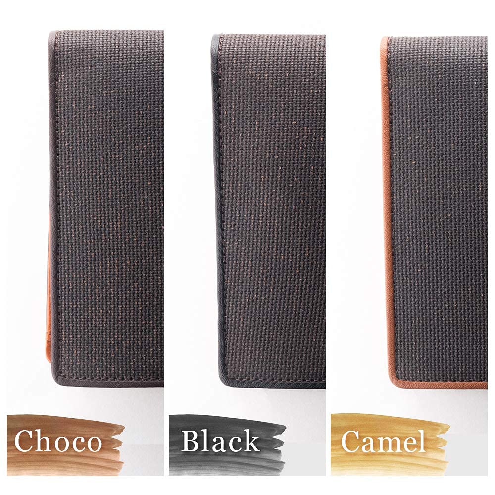 Men's Koshibu Bifold Wallet with Coin Purse, Italian Leather, Made In Japan, Persimmon Tannin-Dyed Canvas Leather, Perfect for Japanese Clothing,