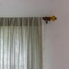 Grass Green Bohemian Bedroom Living Room French Country Linen Striped Fringed Curtains Finished