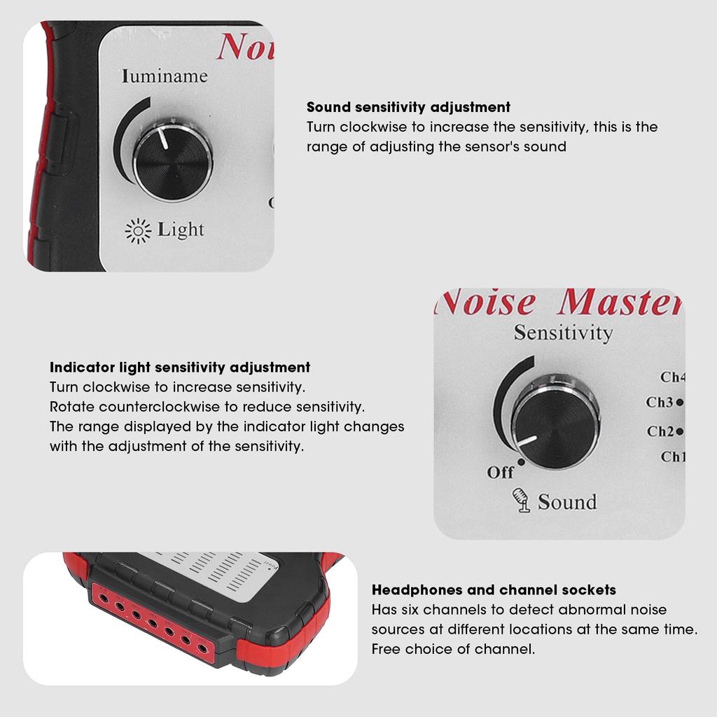 6-Kanal-Auto-Elektronik-Stethoskop-Kit, 100 Hz-10 kHz, Testgerät für abnormale Geräusche bei Motor-Chassis-Übertragung