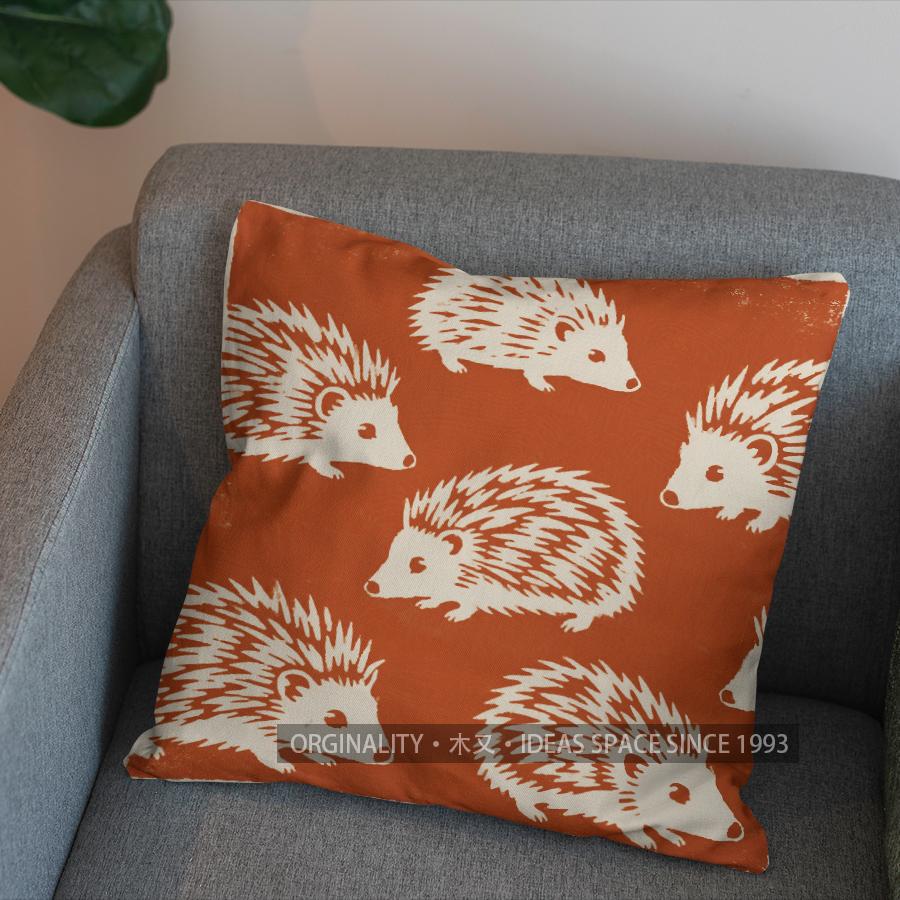 2D Cute Hedgehogs Pattern Pillow Cover For Home Pattern Cushion Cover Suitable For Sofa Bedroom Car Pillow Cover