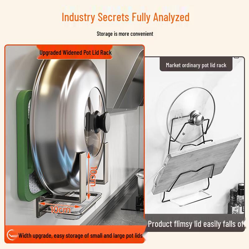 Jibaiju Wall-Mounted Kitchen Pot Lid & Cutting Board Rack