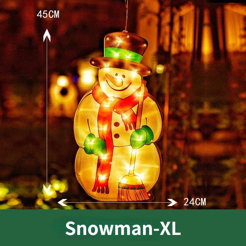Christmas Santa Claus Snowman Suction Cup Window Hanging Lights Christmas Decoration for Home New Year LED Decorative Lights