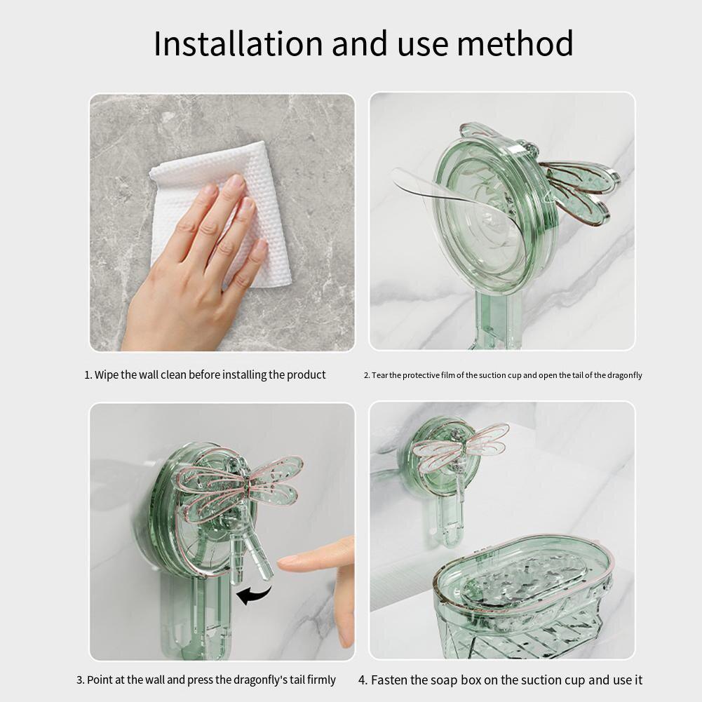 Powerful Vacuum Suction Soap Holder Drill-Free Suction Cup Soap Dish Self-Draining Soap Basket for Bathroom Bathtub Kitchen Sink
