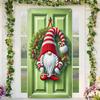 Christmas Door Cover Funny Santa Claus/Gnome/Snowman/Wreath Hanging Backdrop Door Banner 70" X 35" Winter Porch Sign for Home Yard Wall Decor