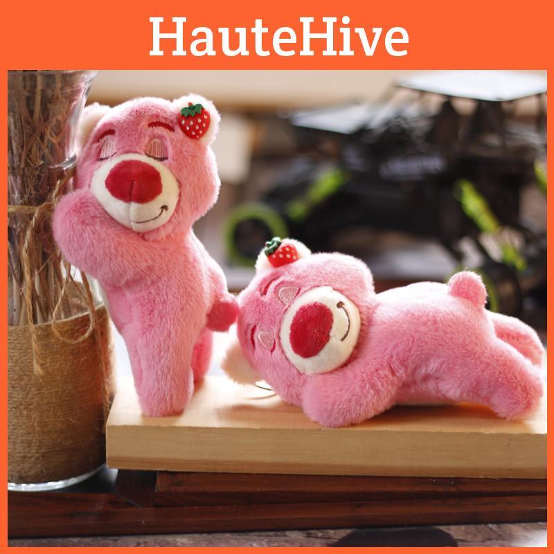Adorable Pink Bear Plush Keychain Cute Stuffed Animal With Soft Short Plush
