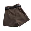 Damen High Waist Plissierte Anzugshorts Elegante Weitbeinige Shorts