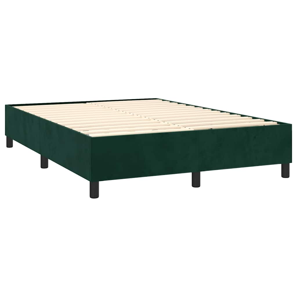 Box Spring Bed with Mattress Dark Green 140x190 cm Velvet