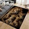 Realistic Lion Family Portrait Printed Flannel Rug Soft Carpet For Living Room Bedroom Wildlife Nature Decor Artistic Design