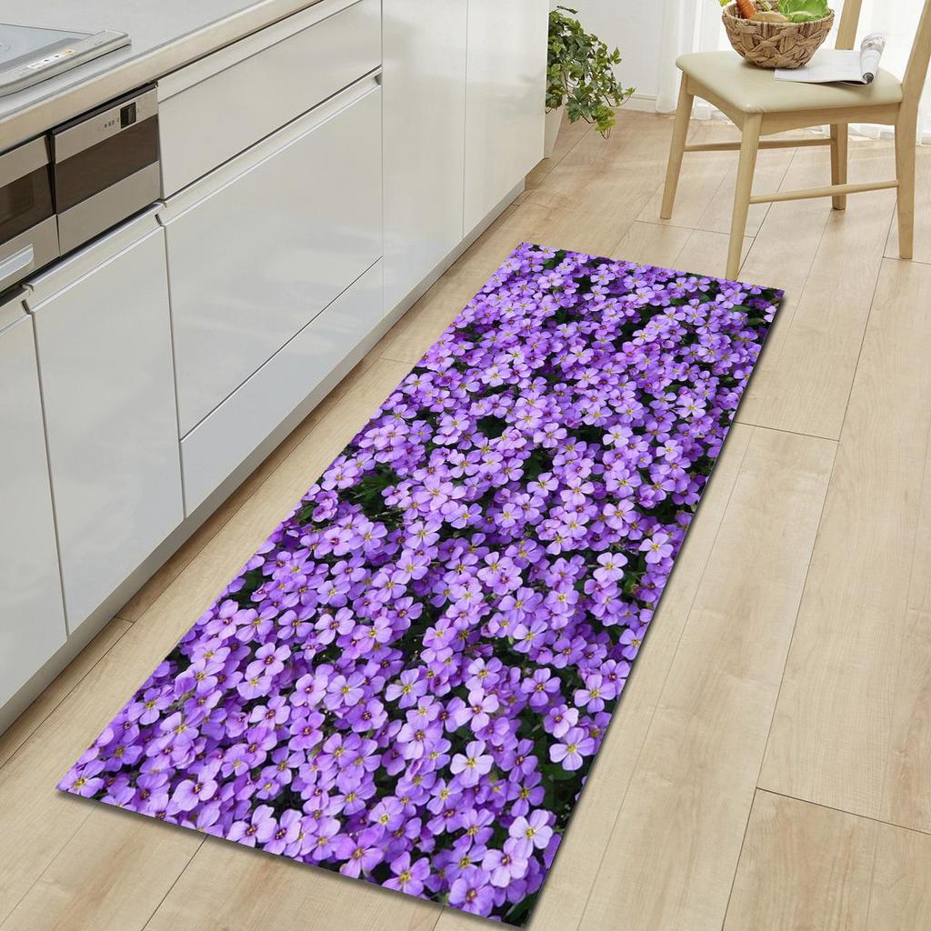 1Pcs Lotus Pattern Floor Mat Modern Kitchen Polyester Rug Non-Slip Colorful Indoor Carpet, For Home Bathroom Bedroom Living Room Decor