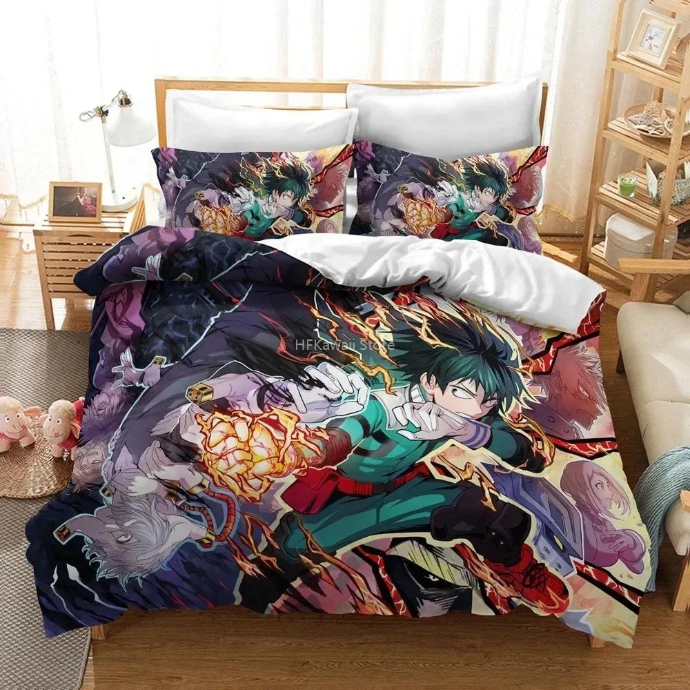 Design Popular 3D My Hero Academia Comfortable Duvet Quilt Cover Pillowcase Bedding Set Children Bedroom Decoration Home Textile