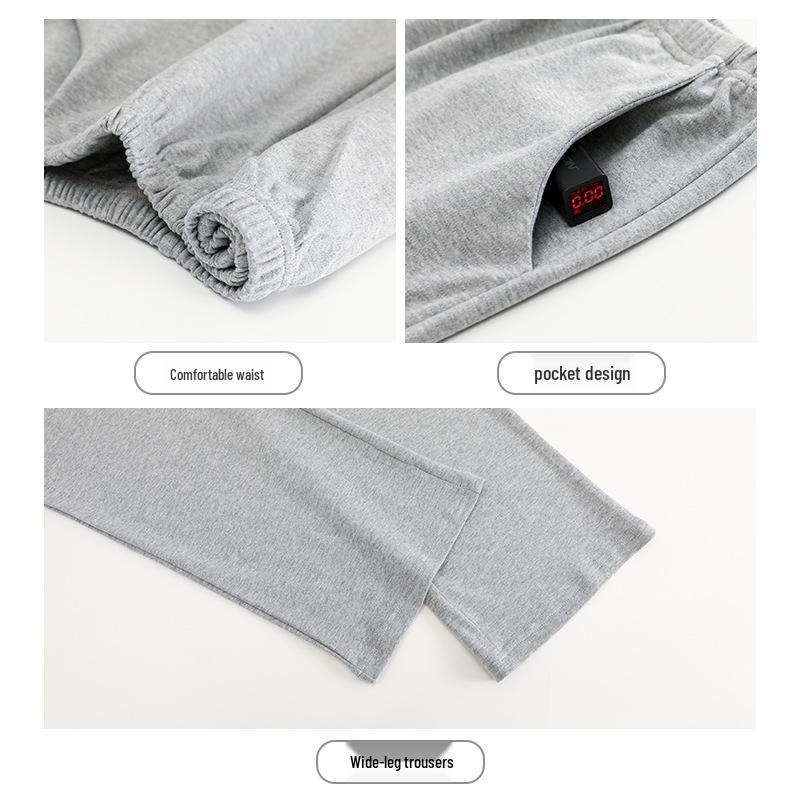 Damen High Waist Graue Baumwoll-Pyjamahose - Übergröße, Leichtgewicht, Gerades Bein, Vielseitig für Zuhause oder Outdoor