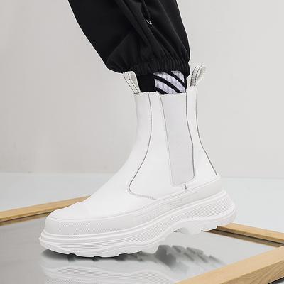 Autumn and Winter Men's Trendy Boots Genuine Leather Thick-soled Beef Two-layer Leather Boots Casual Breathable Men's Chelsea Boots