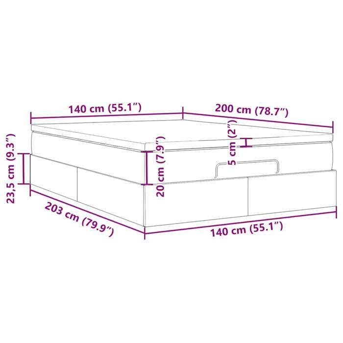 VidaXL Ottoman Bed Frame with Mattress Black 140x200 Cm Faux Leather, Bed Frame with Storage, Bed Frame with 3311041