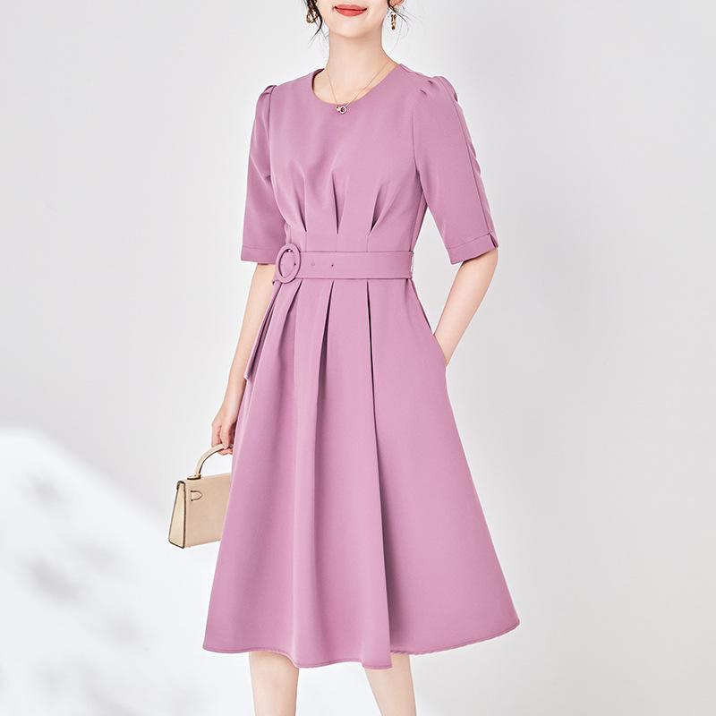 

Весеннее облегающее платье с плиссировкой на талии: Женственный и повседневный XL розовый/фиолетовый